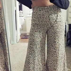 La hearts black pink floral wide leg pants xs